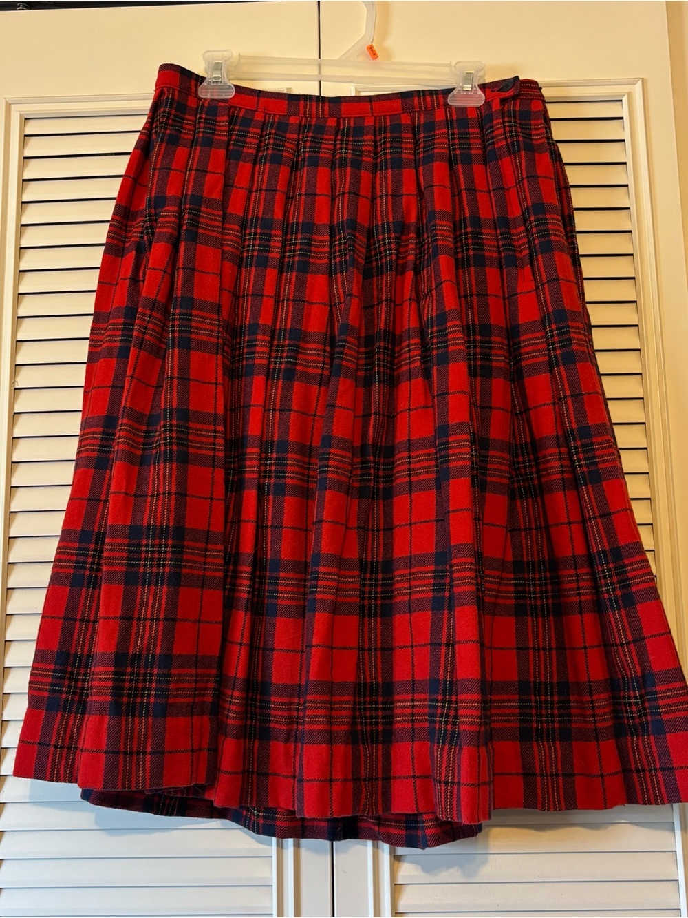 Vintage Pendleton Authentic Red Leslie Tartan Plaid Wool Pleated Midi Skirt
